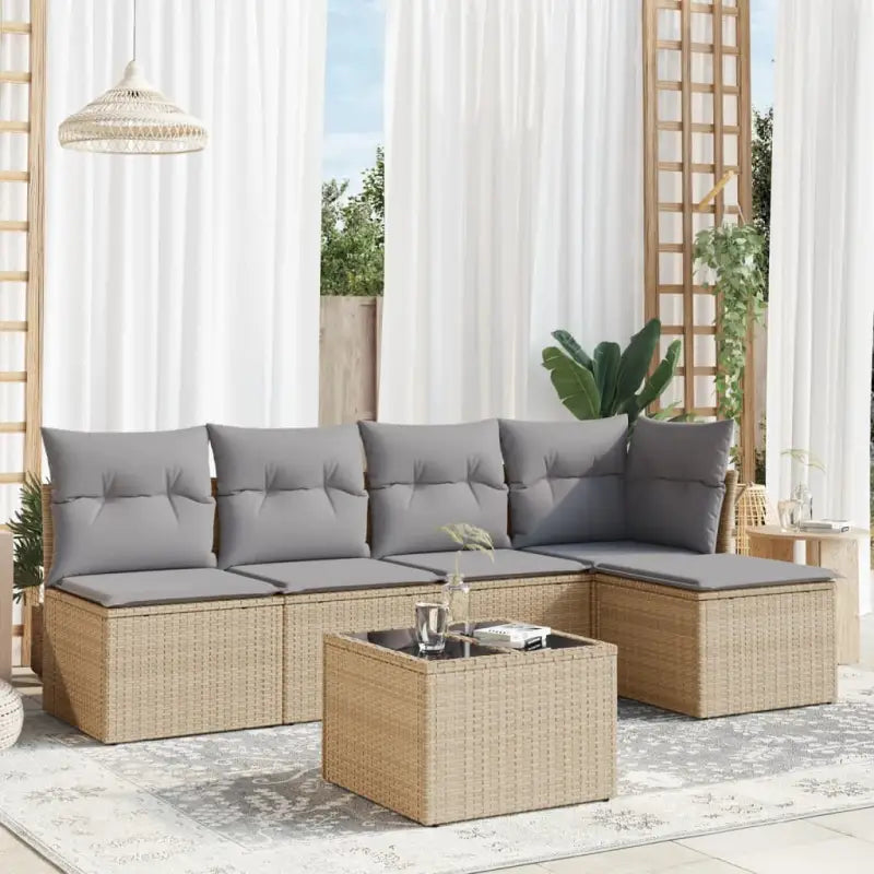 Tuinset met waterdichte tas en zwart gepoedercoat staal op maat - Beige en grijs / Met tafel - Tuinsets