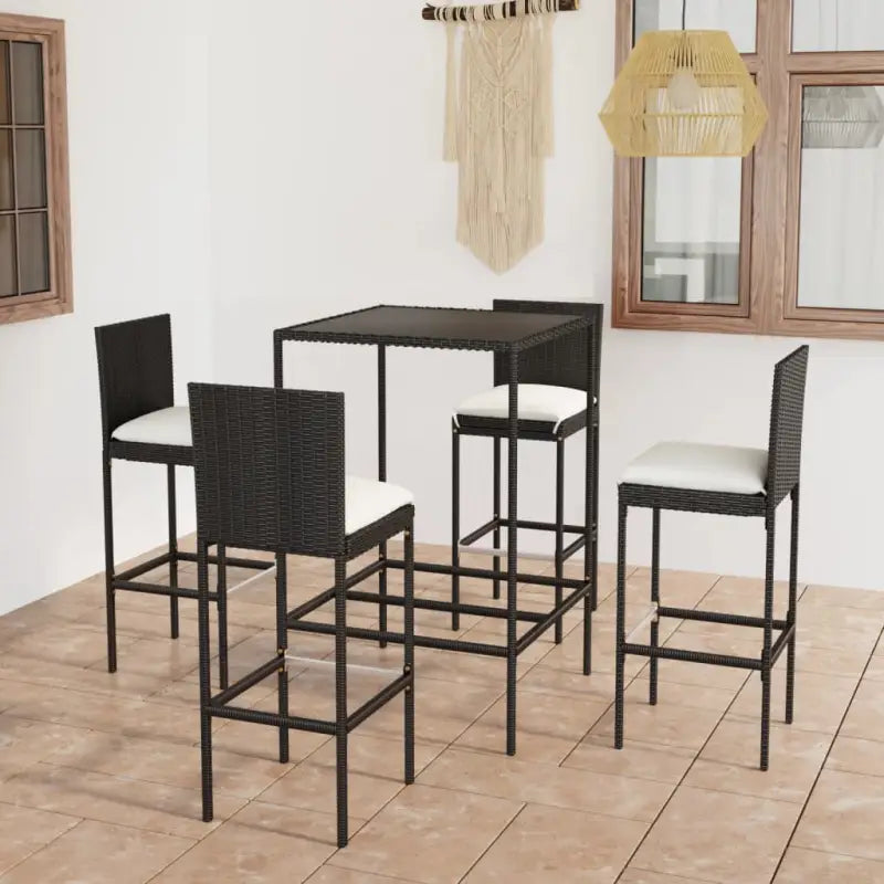 Tuinset met weerbestendig PE-rattan en gepoedercoat stalen frame - Zwart / 70 cm tafellengte - Tuinsets