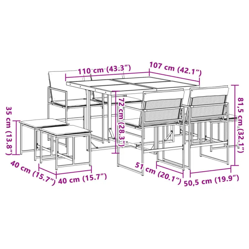 Tuinset met wit materiaal en gepoedercoat staal voor buitenplezier - Tuinsets