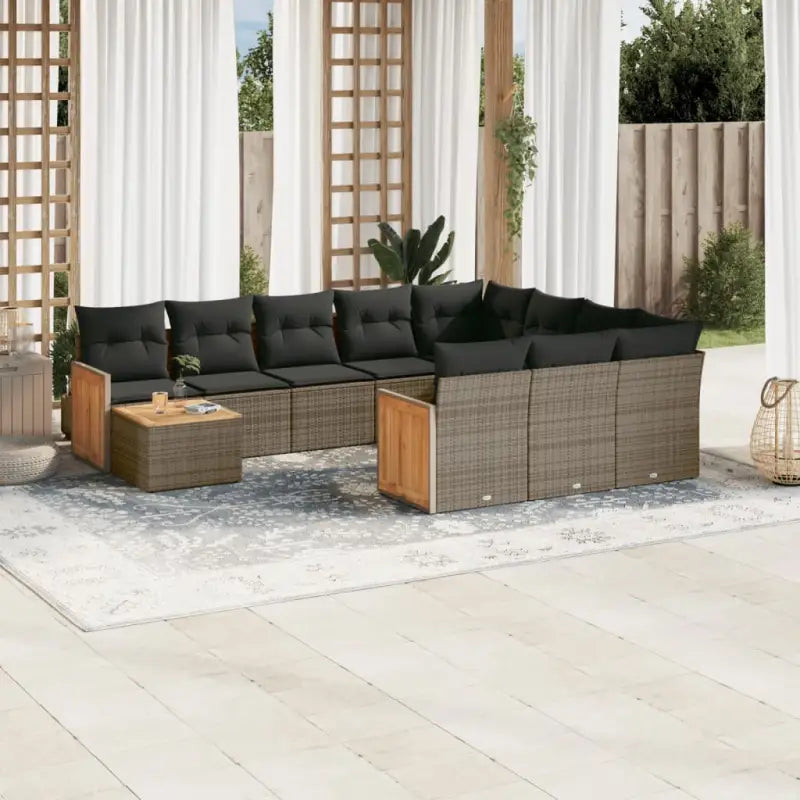 Tuinset met zwart materiaal en gepoedercoat staal afmetingen voor buiten - grijs en donkergrijs - Tuinsets