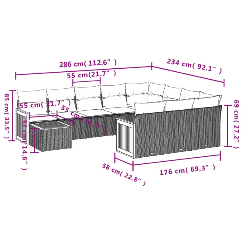 Tuinset met zwart materiaal en gepoedercoat staal afmetingen voor buiten - Tuinsets