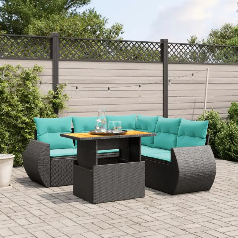 Tuinset met zwart materiaal en gepoedercoat staal afmetingen - Zwart / hoek + Tafel + 2x midden - Tuinsets