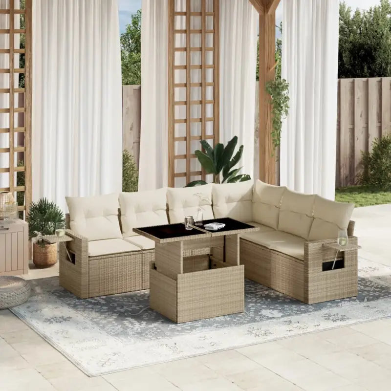 Tuinset met zwart materiaal en gepoedercoat staal voor buiten vergroten - beige en crèmekleurig / zonder opbergruimte
