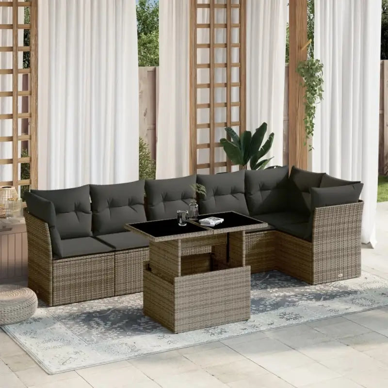 Tuinset met zwart materiaal en gepoedercoat staal voor buiten ontspanning - Grijs / Met tafel - Tuinsets
