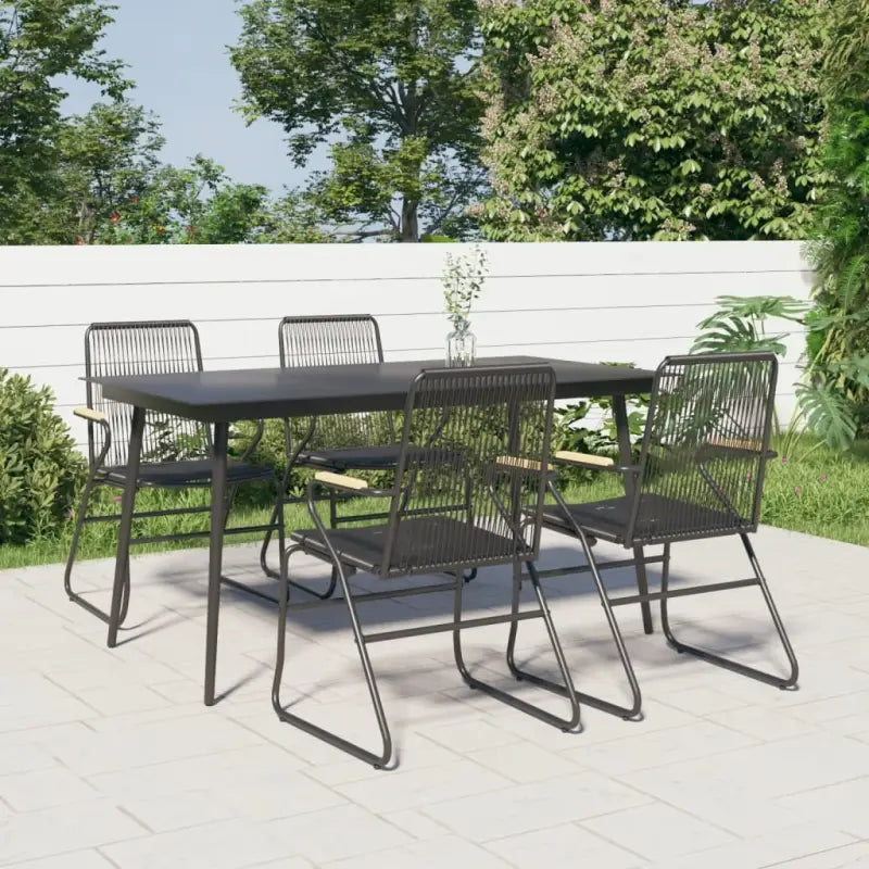 Tuinset met zwart materiaal en gepoedercoat staal voor buitengebruik - 5 - Tuinsets