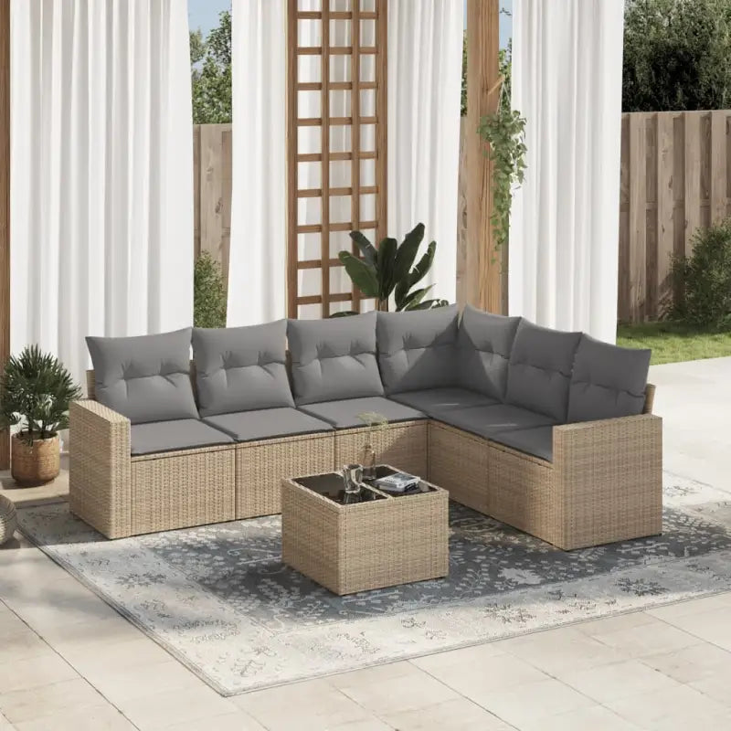 Tuinset met zwart materiaal en gepoedercoat staal voor buitenplezier - Beige en grijs / Met tafel - Tuinsets