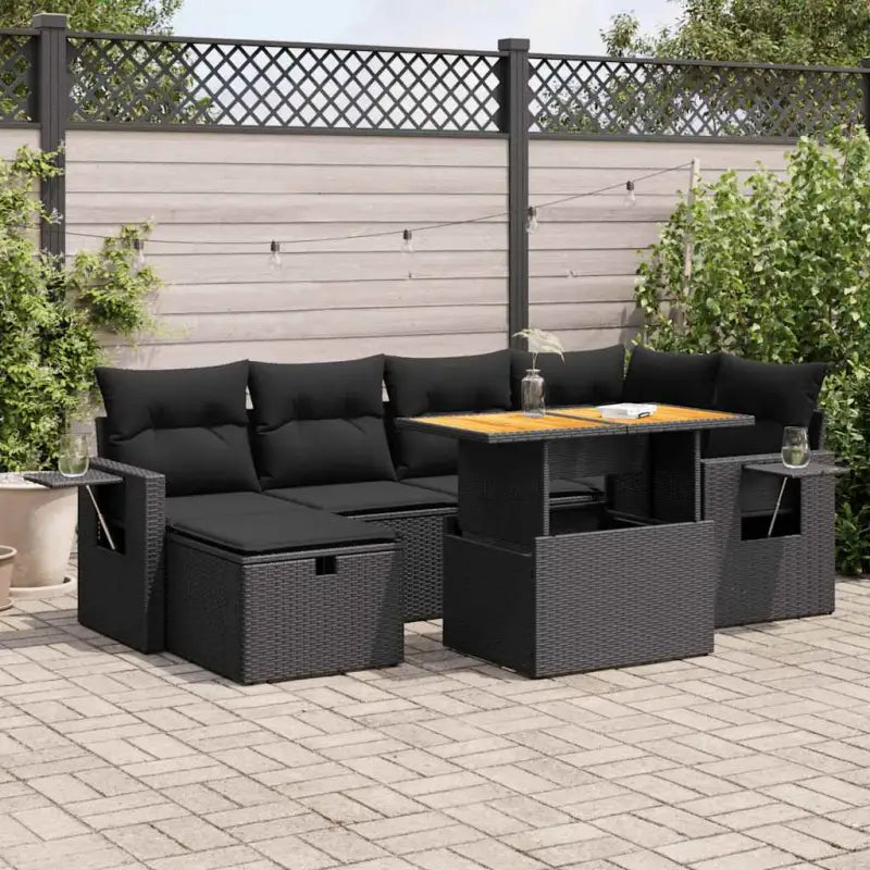 Tuinset met zwart materiaal en gepoedercoat staal voor buitenplezier - Zwart / met opbergruimte - Tuinsets