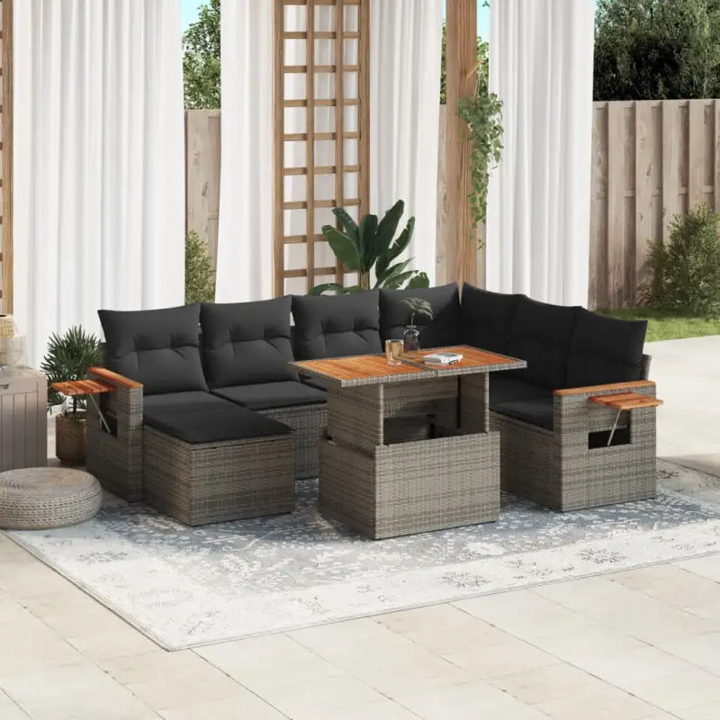 Tuinset met zwart materiaal en gepoedercoat staal voor buitenplezier - Grijs - Tuinsets