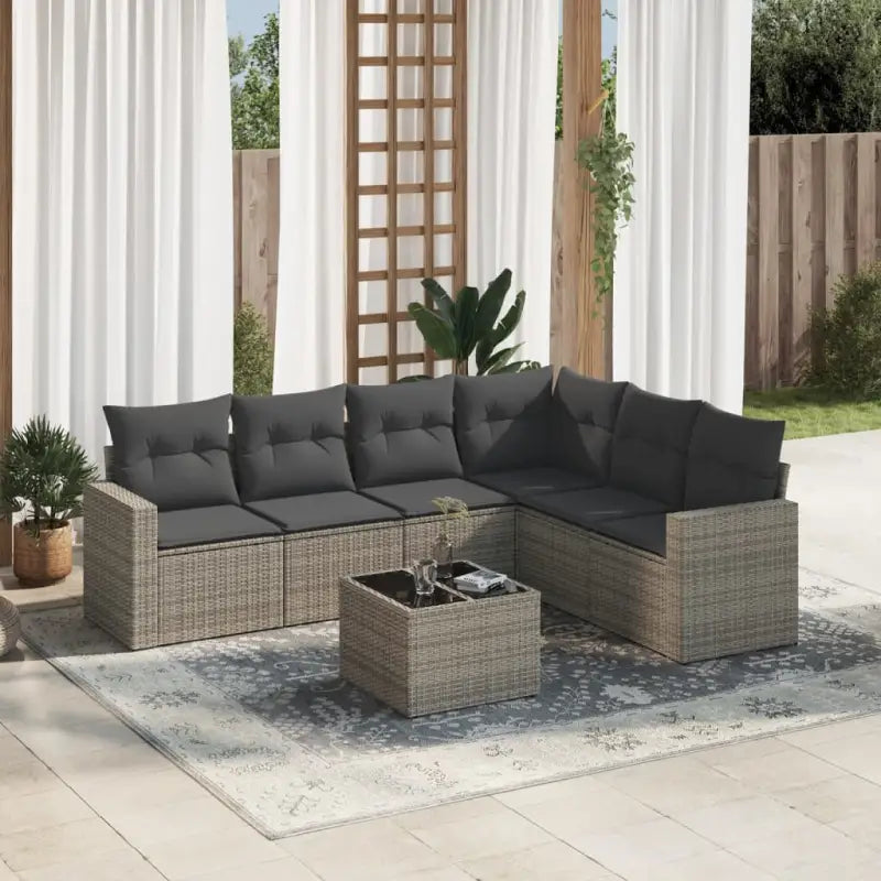 Tuinset met zwart materiaal en gepoedercoat staal voor buitenplezier - Grijs / Met tafel - Tuinsets