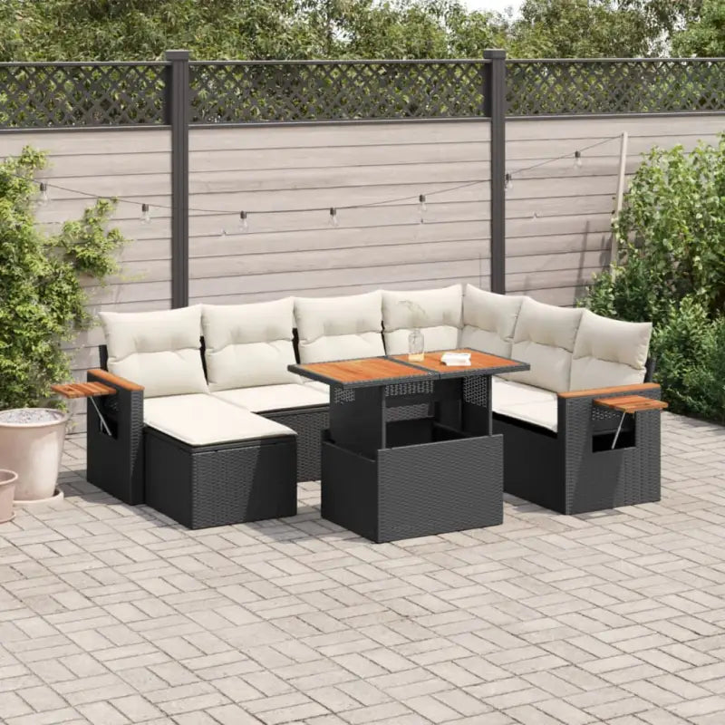 Tuinset met zwart materiaal en gepoedercoat staal voor buitenplezier - Zwart en crème - Tuinsets