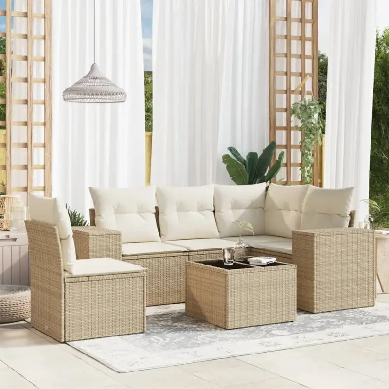 Tuinset met zwart materiaal en gepoedercoat staal voor buitenruimte - beige en crèmekleurig / Met tafel - Tuinsets