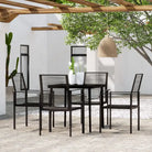 Tuinset met zwart materiaal en gepoedercoat staal voor een stijlvolle buitenruimte - 80 cm tafellengte - Tuinsets