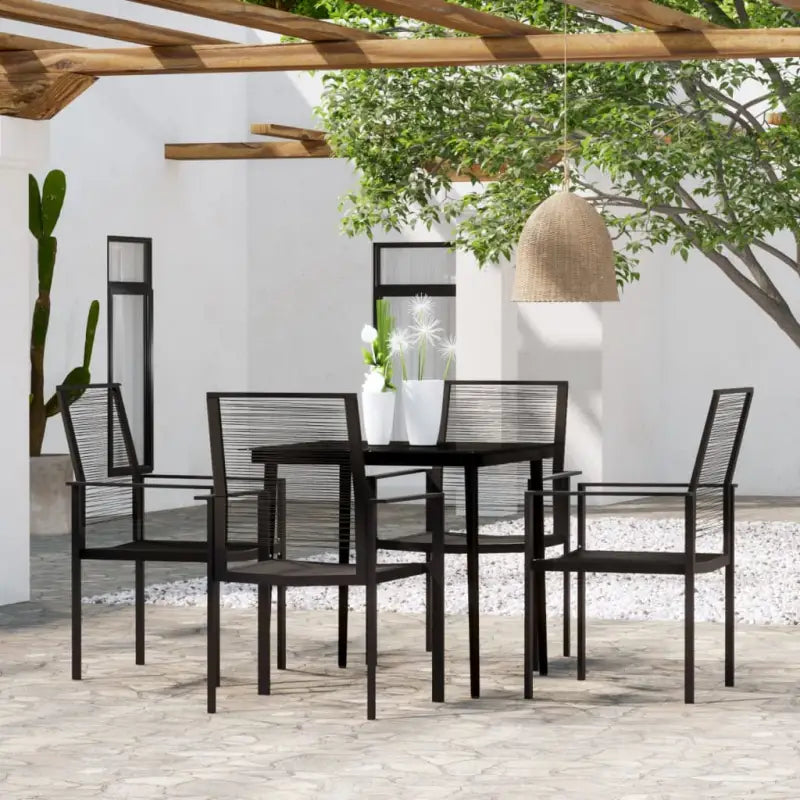 Tuinset met zwart materiaal en gepoedercoat staal voor een stijlvolle buitenruimte - 80 cm tafellengte - Tuinsets