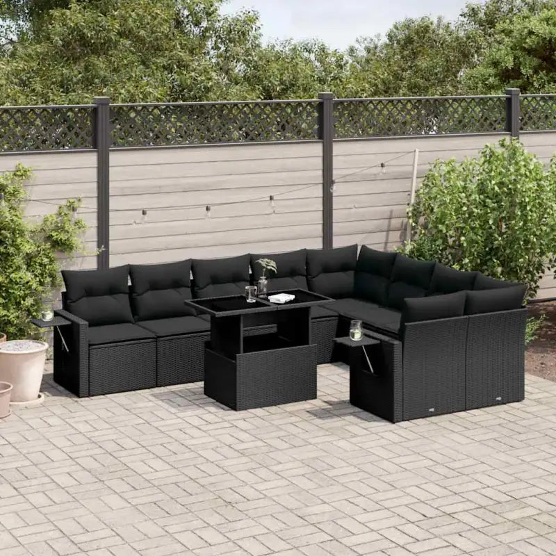 Tuinset met zwart materiaal en gepoedercoat staal voor jouw tuin of terras - Zwart / Met tafel - Tuinsets