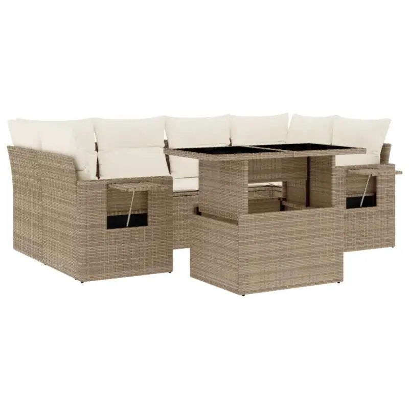 Tuinset van beige materiaal en gepoedercoat staal voor buitenplezier - Tuinsets