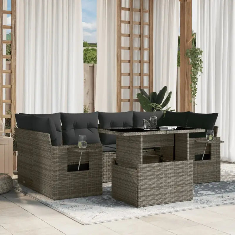 Tuinset van beige materiaal en gepoedercoat staal voor buitenplezier - Grijs / zonder opbergruimte - Tuinsets