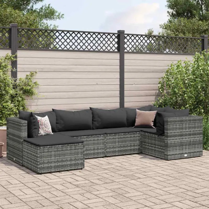 Tuinset van bruin materiaal met gepoedercoat staal en afmetingen - Grijs / 3x hoek + 2x midden + voetensteun - Tuinsets