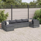 Tuinset van bruin materiaal met gepoedercoat staal en afmetingen - Grijs / 3x hoek + 3x midden + voetensteun - Tuinsets