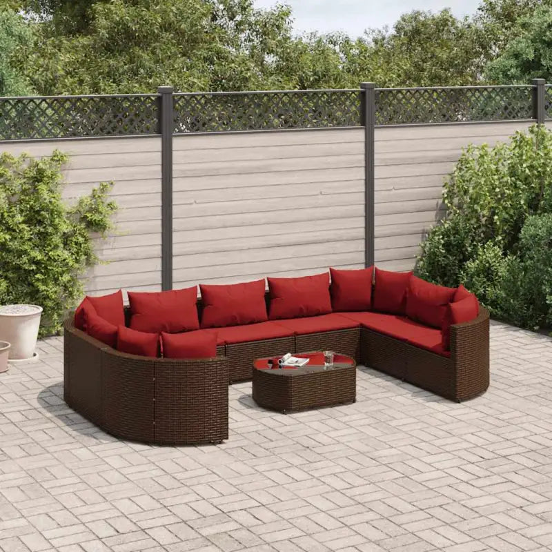 Tuinset van bruin materiaal met gepoedercoat staal en comfortabele afmetingen - Bruin en rood - Tuinsets