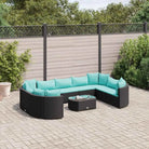 Tuinset van bruin materiaal met gepoedercoat staal en comfortabele afmetingen - Zwart en blauw - Tuinsets