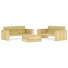 Tuinset van geïmpregneerd grenenhout voor terras en tuinplezier - 2x Bank + Tafel - Tuinsets
