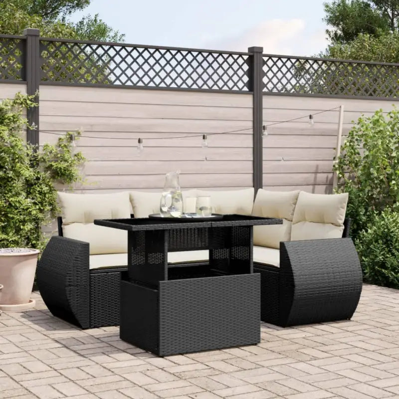 Tuinset van gepoedercoat staal in zwart materiaal voor buitenplezier - Zwart en crème / zonder opbergruimte - Tuinsets