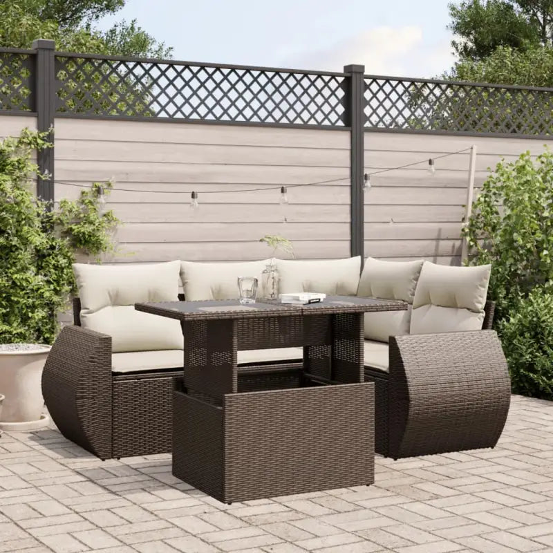 Tuinset van gepoedercoat staal in zwart materiaal voor buitenplezier - Bruin en crème / zonder opbergruimte - Tuinsets