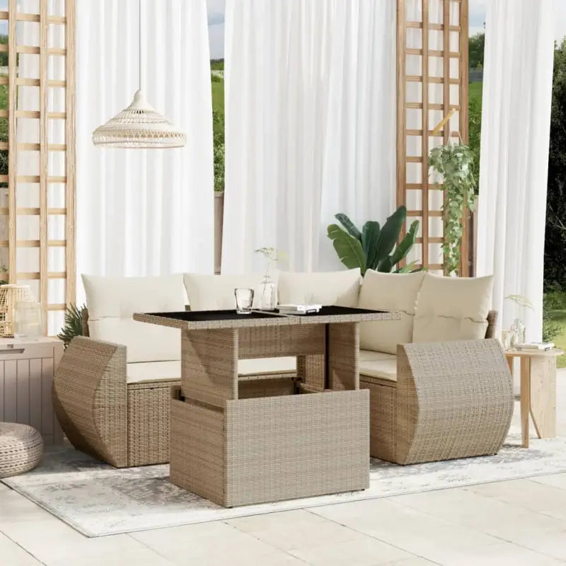 Tuinset van gepoedercoat staal in zwart materiaal voor buitenplezier - beige en crèmekleurig / zonder opbergruimte