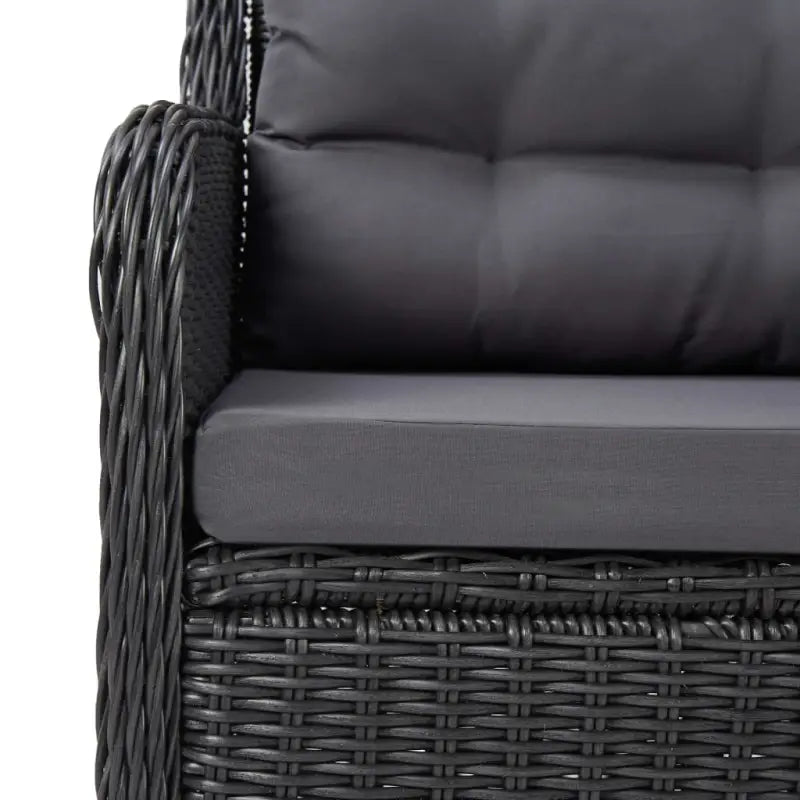 Tuinset van gepoedercoat staal met verstelbare ligstoelen in zwart materiaal - Zwart - Tuinsets
