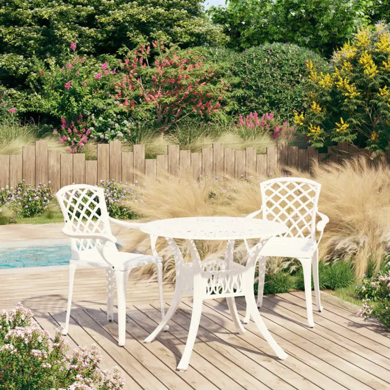 Tuinset van gietaluminium voor een comfortabele en duurzame zitplek - Wit - Tuinsets
