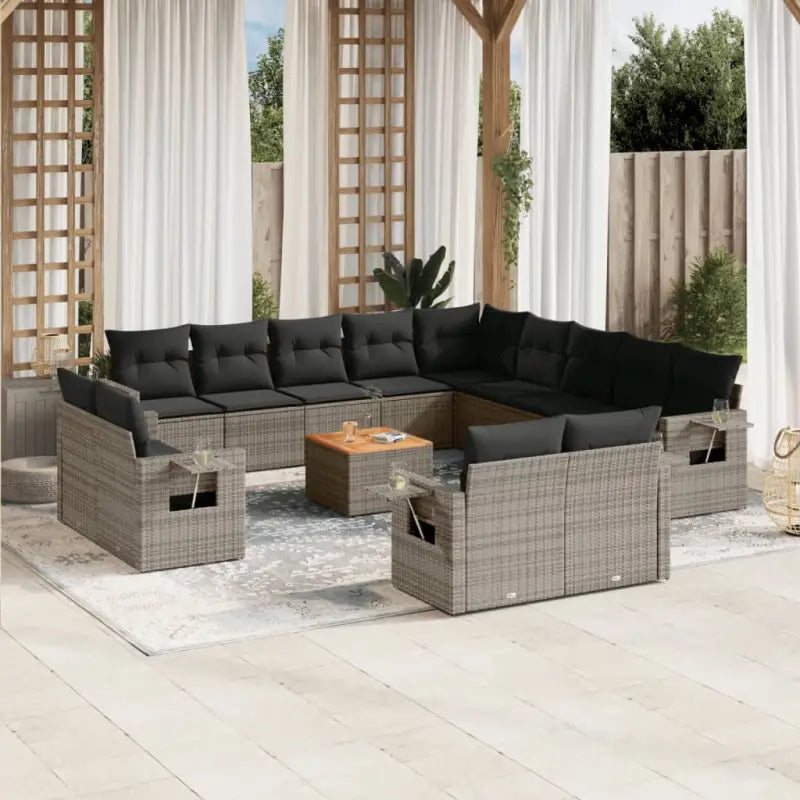 Tuinset van grijs materiaal en gepoedercoat staal met ideale afmetingen - Grijs - Tuinsets