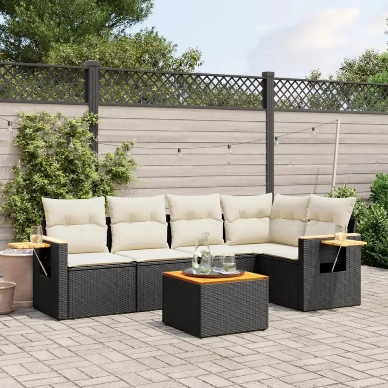 Tuinset van grijs materiaal en gepoedercoat staal voor comfortabele buitenruimte - Zwart en crème / Met tafel - Tuinsets