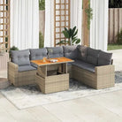 Tuinset van grijs materiaal en gepoedercoat staal voor gezellige buitenruimtes - beige en lichtgrijs / 3x hoek + Tafel