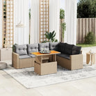 Tuinset van grijs materiaal en gepoedercoat staal voor gezellige buitenruimtes - beige en lichtgrijs / 3x midden + 3x