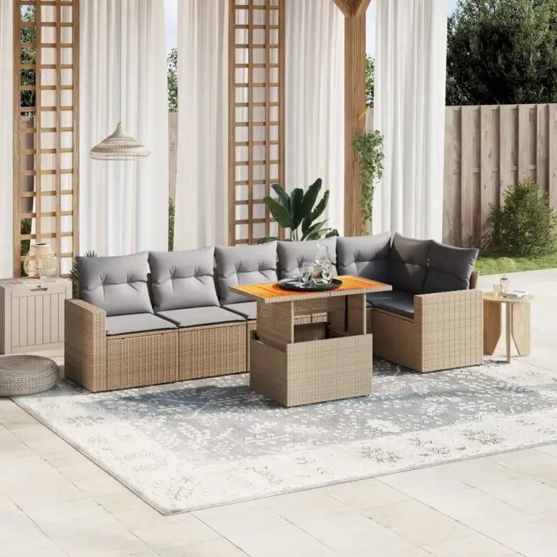 Tuinset van grijs materiaal en gepoedercoat staal voor gezellige buitenruimtes - beige en lichtgrijs / 3x midden