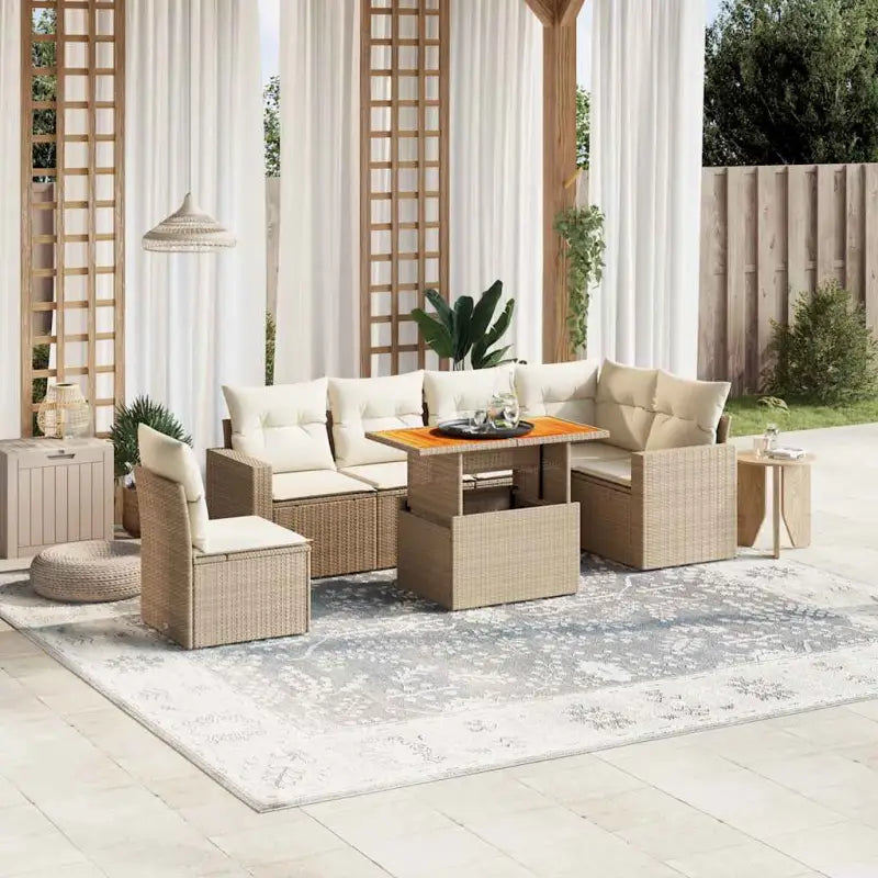Tuinset van grijs materiaal en gepoedercoat staal voor gezellige buitenruimtes - beige en crèmekleurig / Tafel + 3x