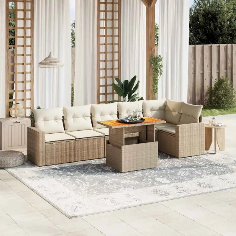 Tuinset van grijs materiaal en gepoedercoat staal voor gezellige buitenruimtes - beige en crèmekleurig / 3x midden
