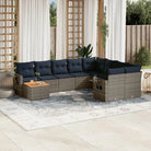 Tuinset van grijs materiaal met gepoedercoat staal en afmetingen - Grijs / 2x hoek + 5x midden + Tafel - Tuinsets