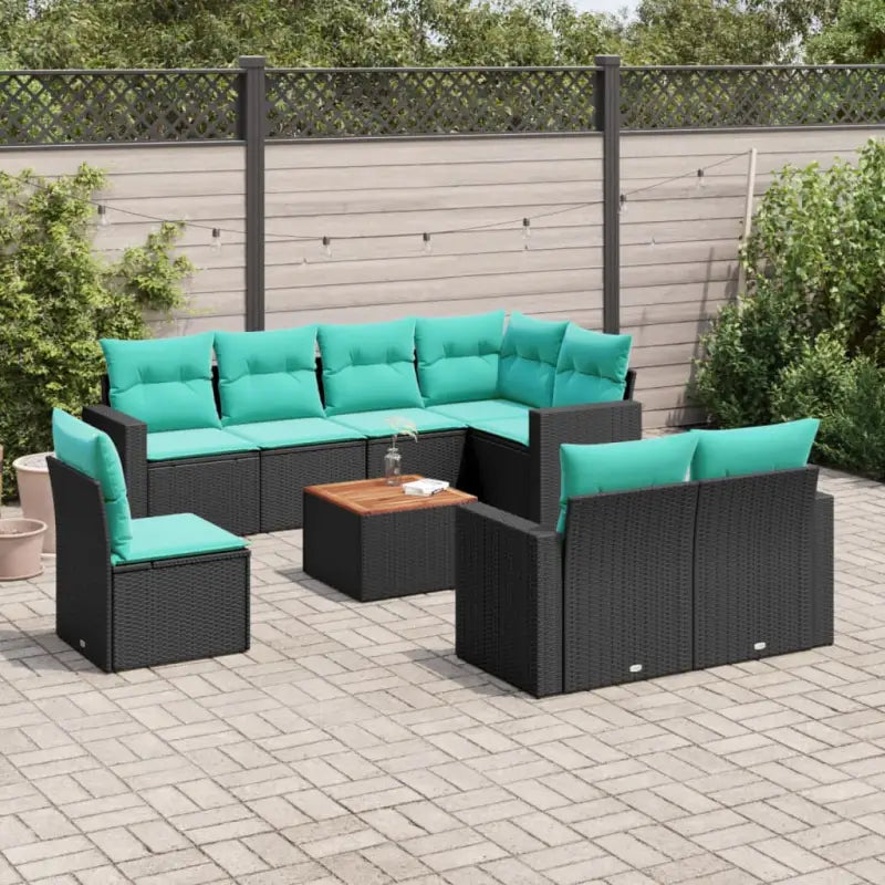 Tuinset van grijs materiaal met gepoedercoat staal en afmetingen - Zwart / table + 3x middle + 1x corner - Tuinsets