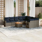Tuinset van grijs materiaal met gepoedercoat staal en afmetingen - Grijs / Tafel + 2x hoek + 5x midden - Tuinsets