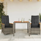Tuinset van grijs materiaal met massief acaciahout en olieafwerking - 90 x 90 x 75 cm / pe rattan - Tuinsets
