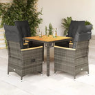Tuinset van grijs materiaal met massief acaciahout en olieafwerking - 90 x 90 x 75 cm / pe rattan and wood - Tuinsets