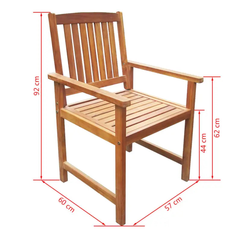 Tuinset van massief acaciahout met levering bevat zes stoelen en tafel - Bruin - Tuinsets