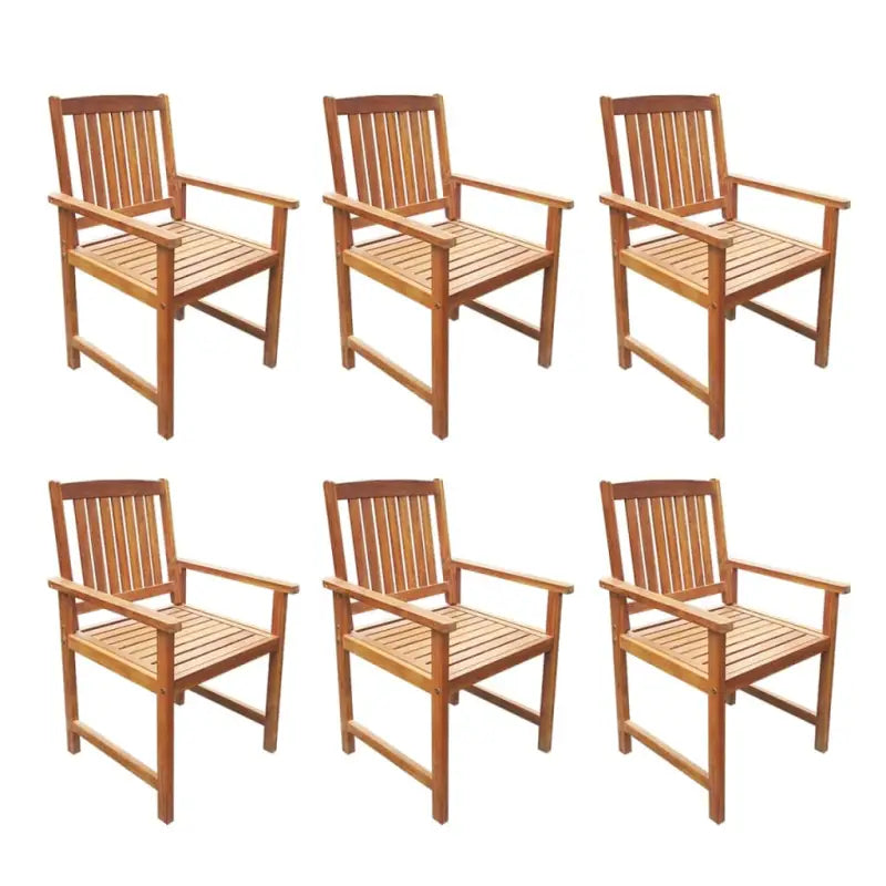 Tuinset van massief acaciahout met levering bevat zes stoelen en tafel - Bruin - Tuinsets