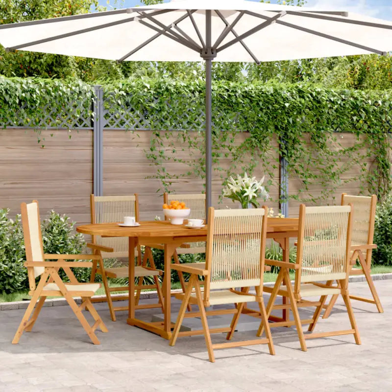 Tuinset van massief acaciahout voor buiten en terras ontspannen - Beige / ovaal - Tuinsets
