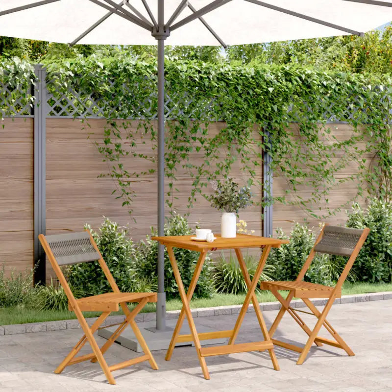 Tuinset van massief acaciahout voor buiten en terras ontspanning - Grijs / 60 x 60 x 75 cm - Tuinsets