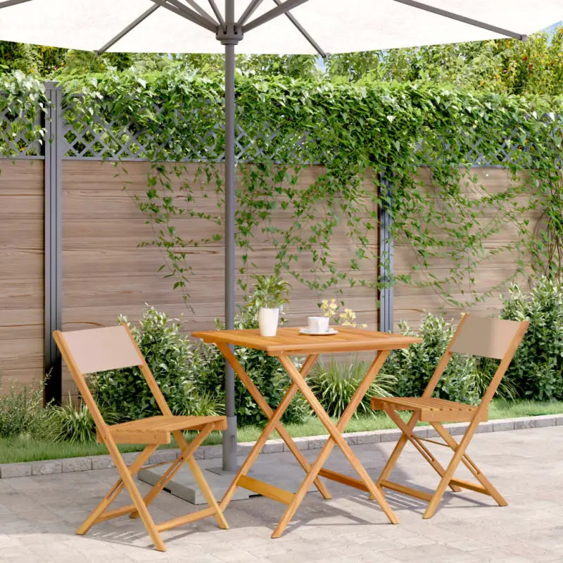 Tuinset van massief acaciahout voor buiten en terras ontspanning - Taupe / 70 x 70 x 75 cm - Tuinsets