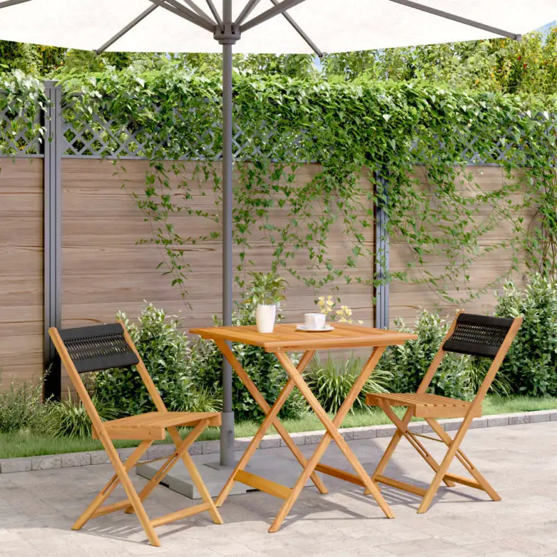 Tuinset van massief acaciahout voor buiten en terras ontspanning - Zwart / 70 x 70 x 75 cm - Tuinsets