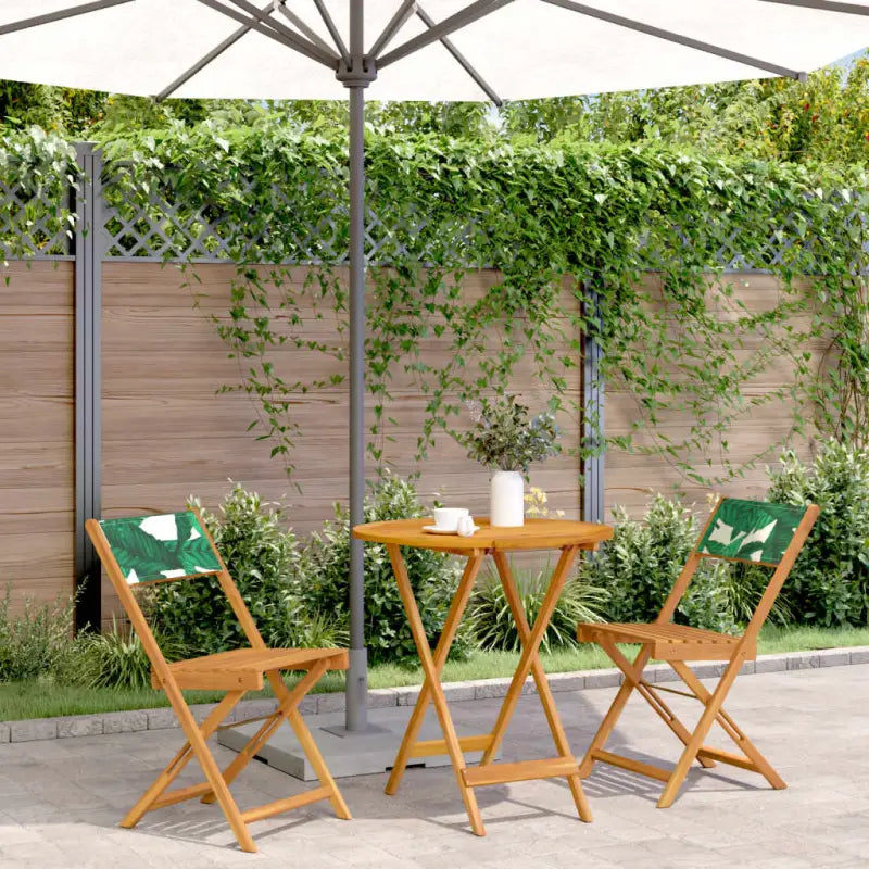 Tuinset van massief acaciahout voor buiten en terras ontspanning - Bladpatroon / 70 x 75 cm - Tuinsets