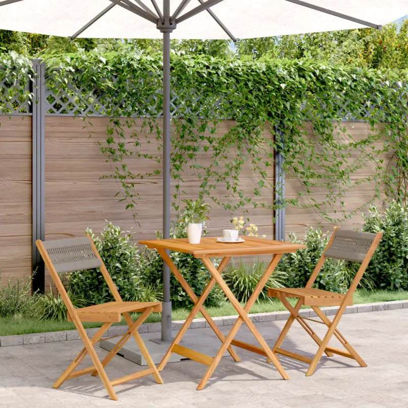 Tuinset van massief acaciahout voor buiten en terras ontspanning - Grijs / 70 x 70 x 75 cm - Tuinsets